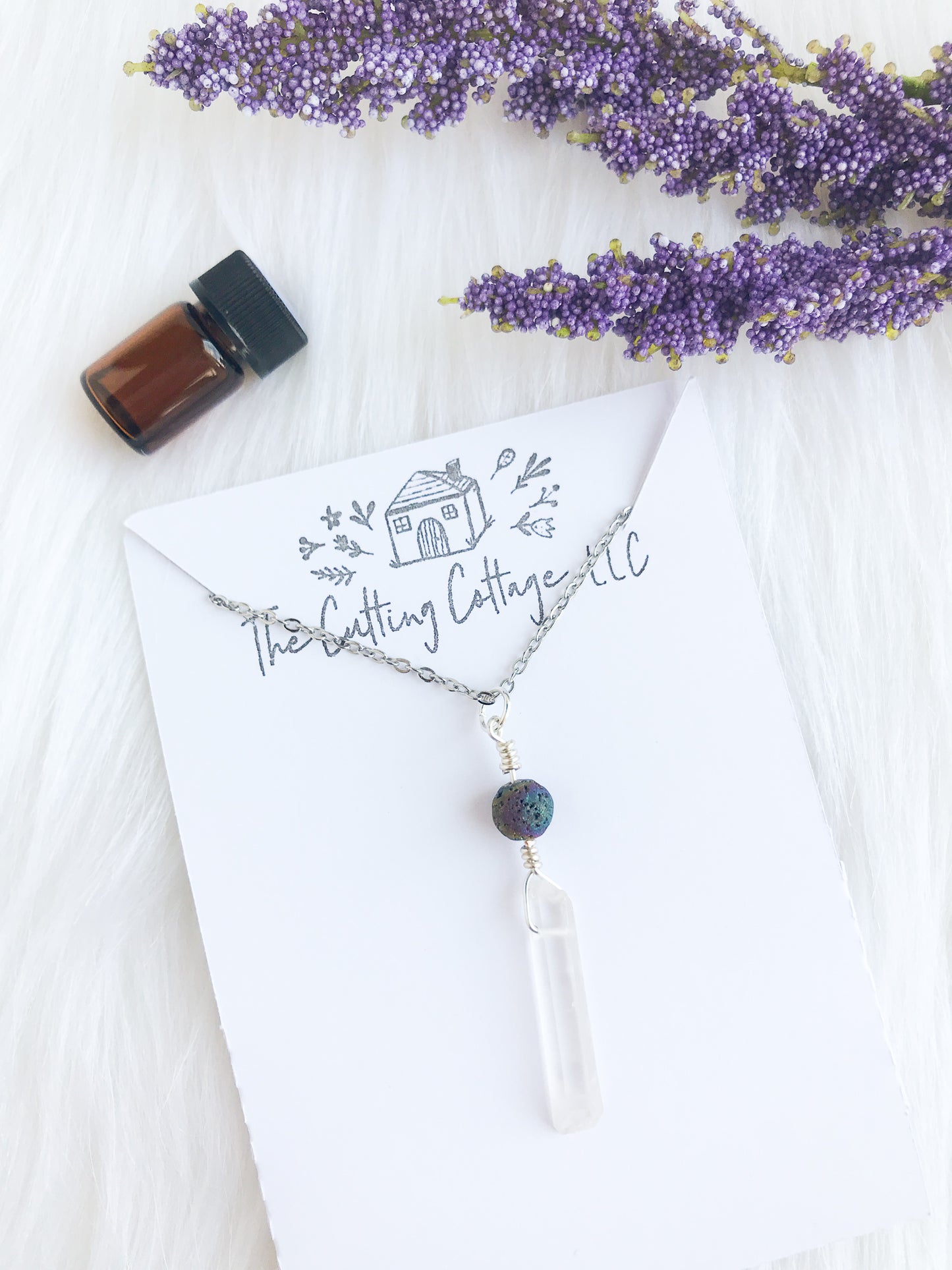 Quartz Crystal Essential Oil Diffuser Necklace