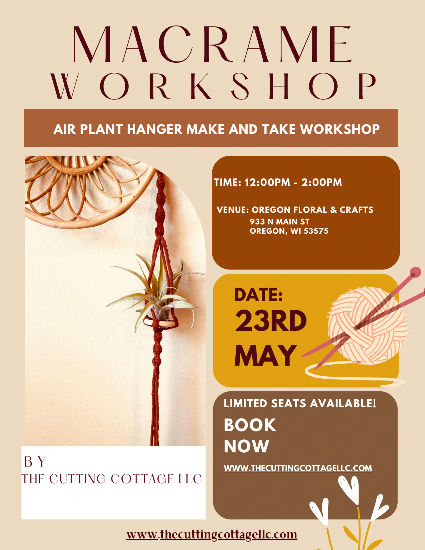 Learn to Macrame | Air Plant Hanger Class | Macrame Workshop | Make and Take Class