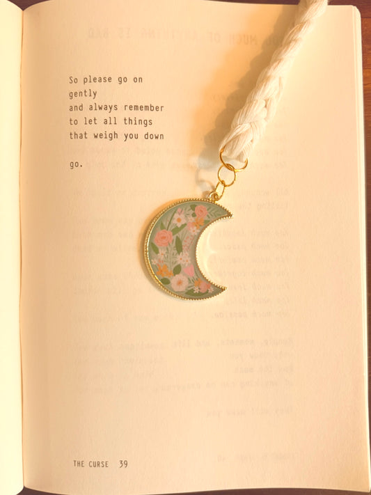 Moon Charm Bookmark | Cottagecore Gift for Book Lovers | Astrology Enthusiast Bookmark | Macrame Moon Bookmark | Astrology Lover Gift | Book Club Gift