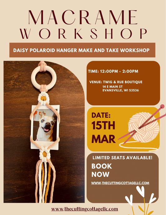 Learn to Macrame | Daisy Polaroid Hanger Class | Macrame Workshop | Make and Take Class
