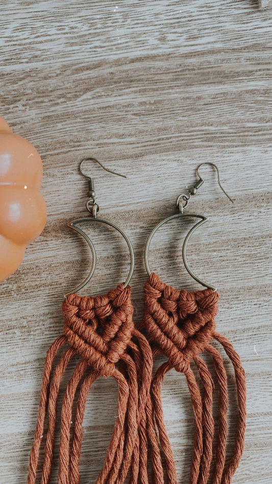 Macrame Moon Earrings (Uncombed)