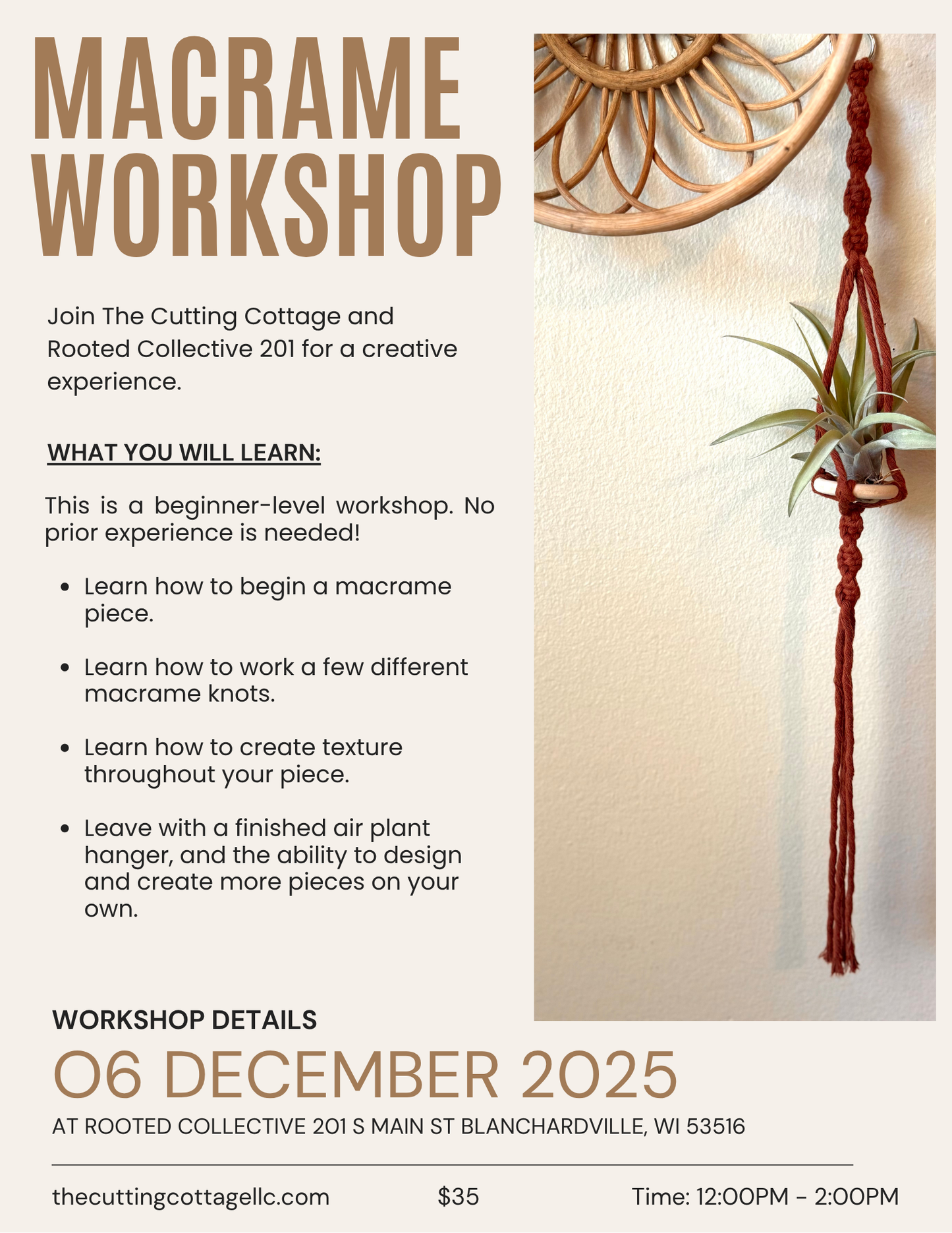 Learn to Macrame | Air Plant Hanger Class | Macrame Workshop | Make and Take Class