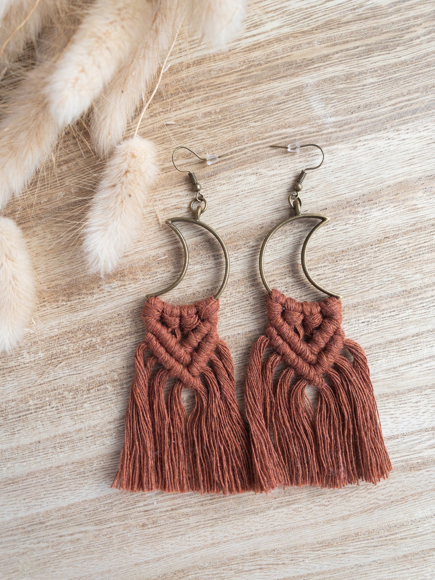 Macrame Moon Earrings