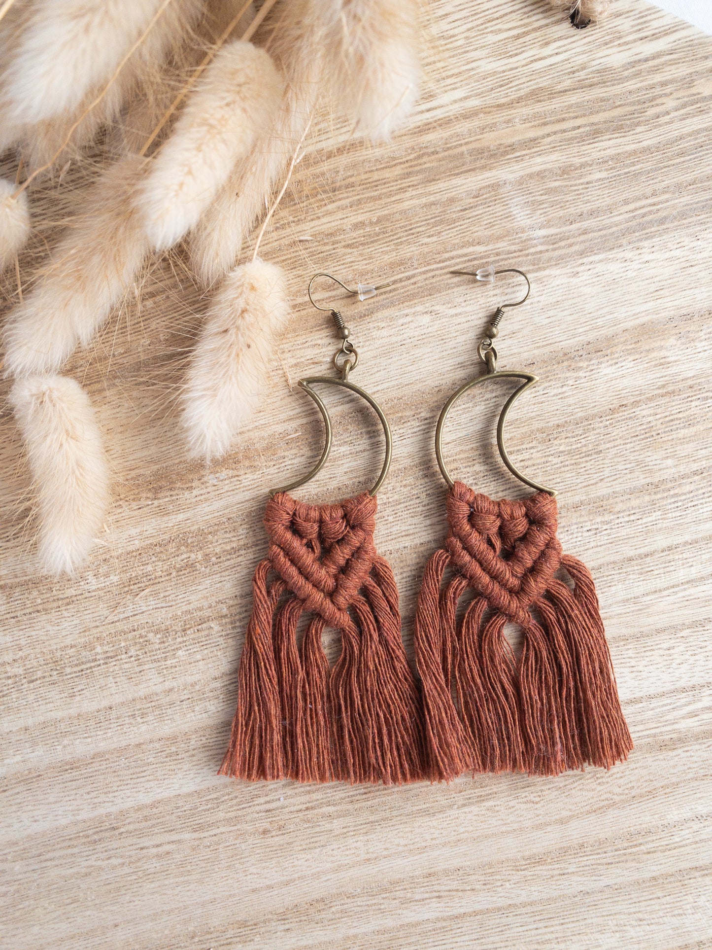 Macrame Moon Earrings