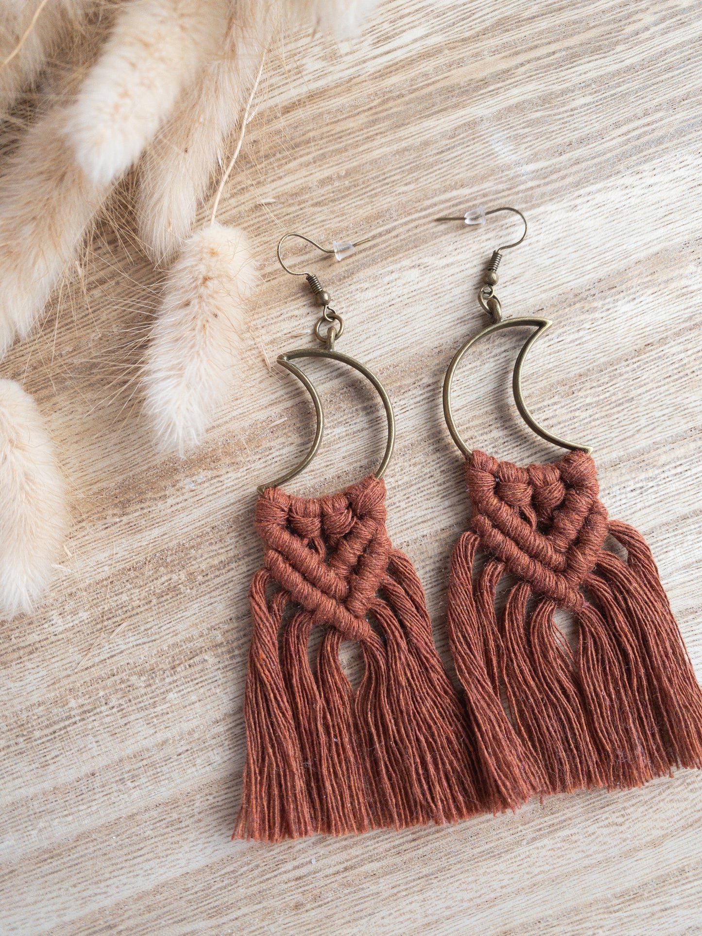 Macrame Moon Earrings