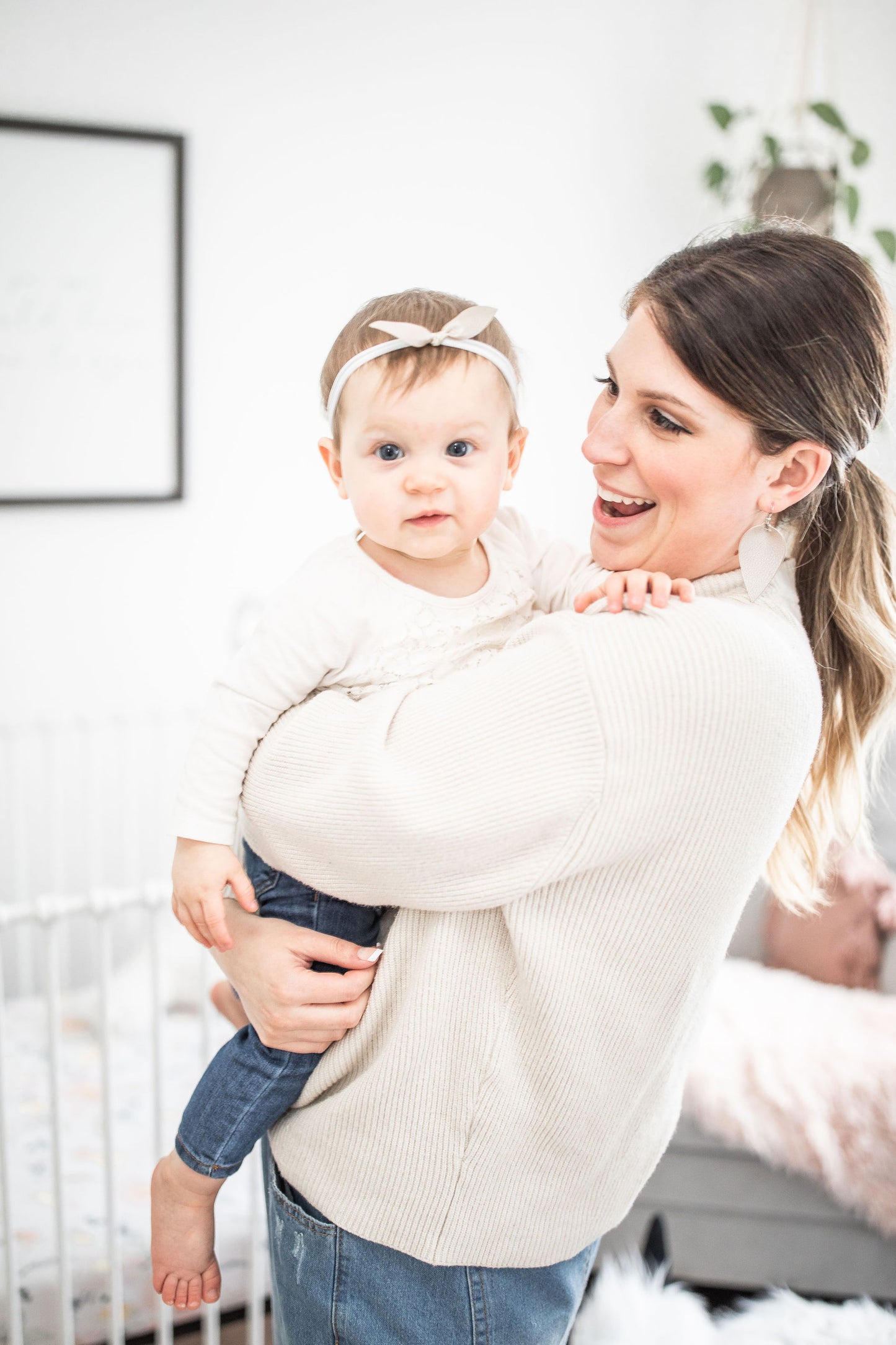 Mommy & Me Neutral Knotted Headband & Petal Earring Set