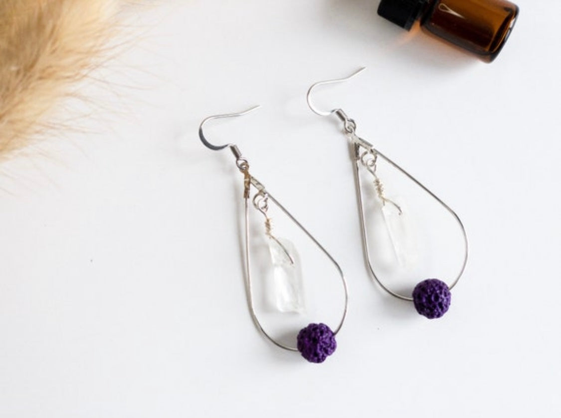 Quartz Crystal Teardrop Diffuser Earrings