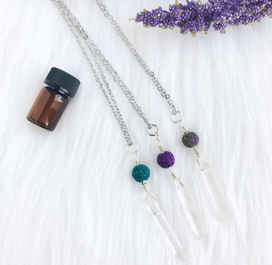 Quartz Crystal Essential Oil Diffuser Necklace