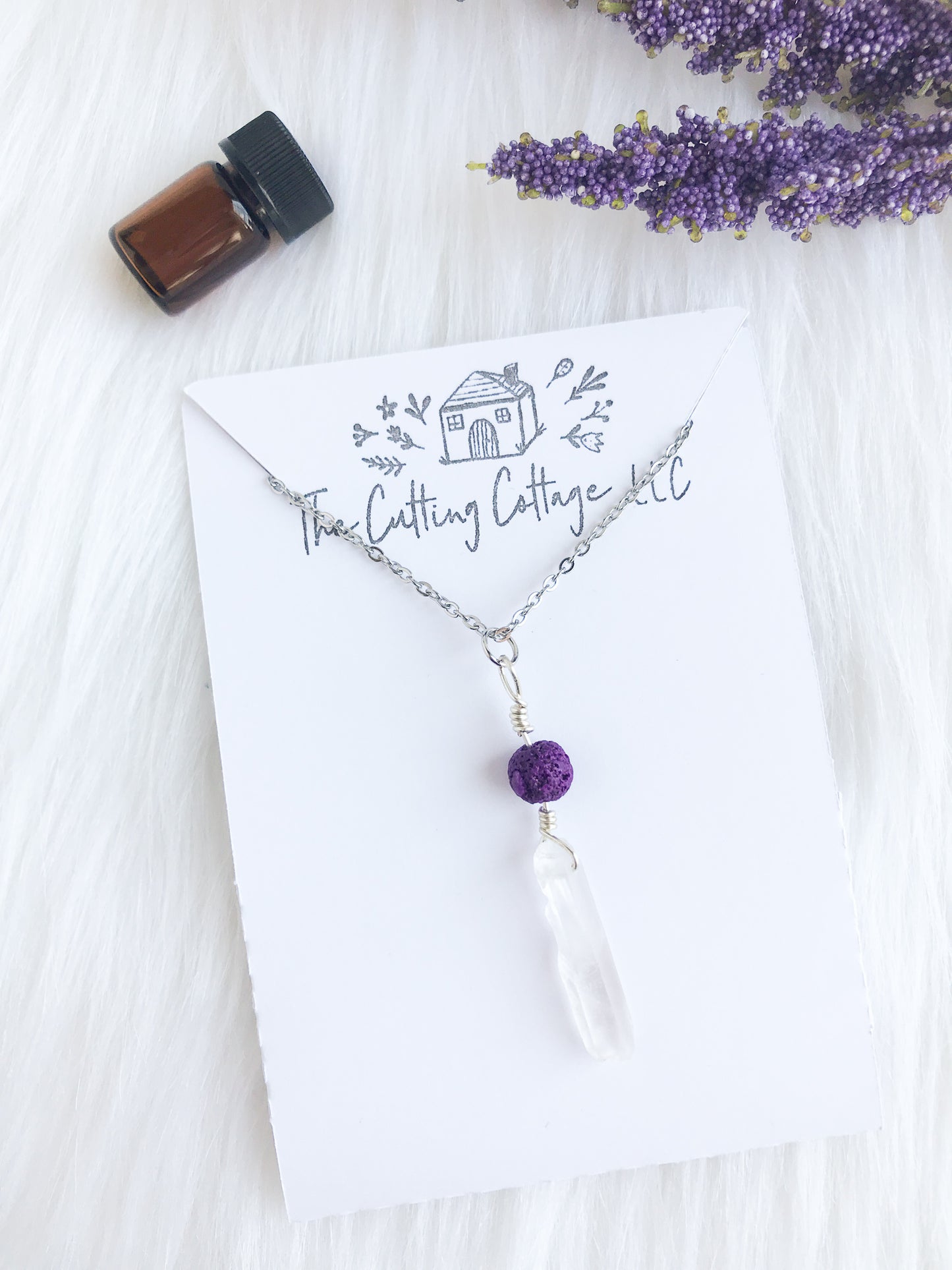 Quartz Crystal Essential Oil Diffuser Necklace