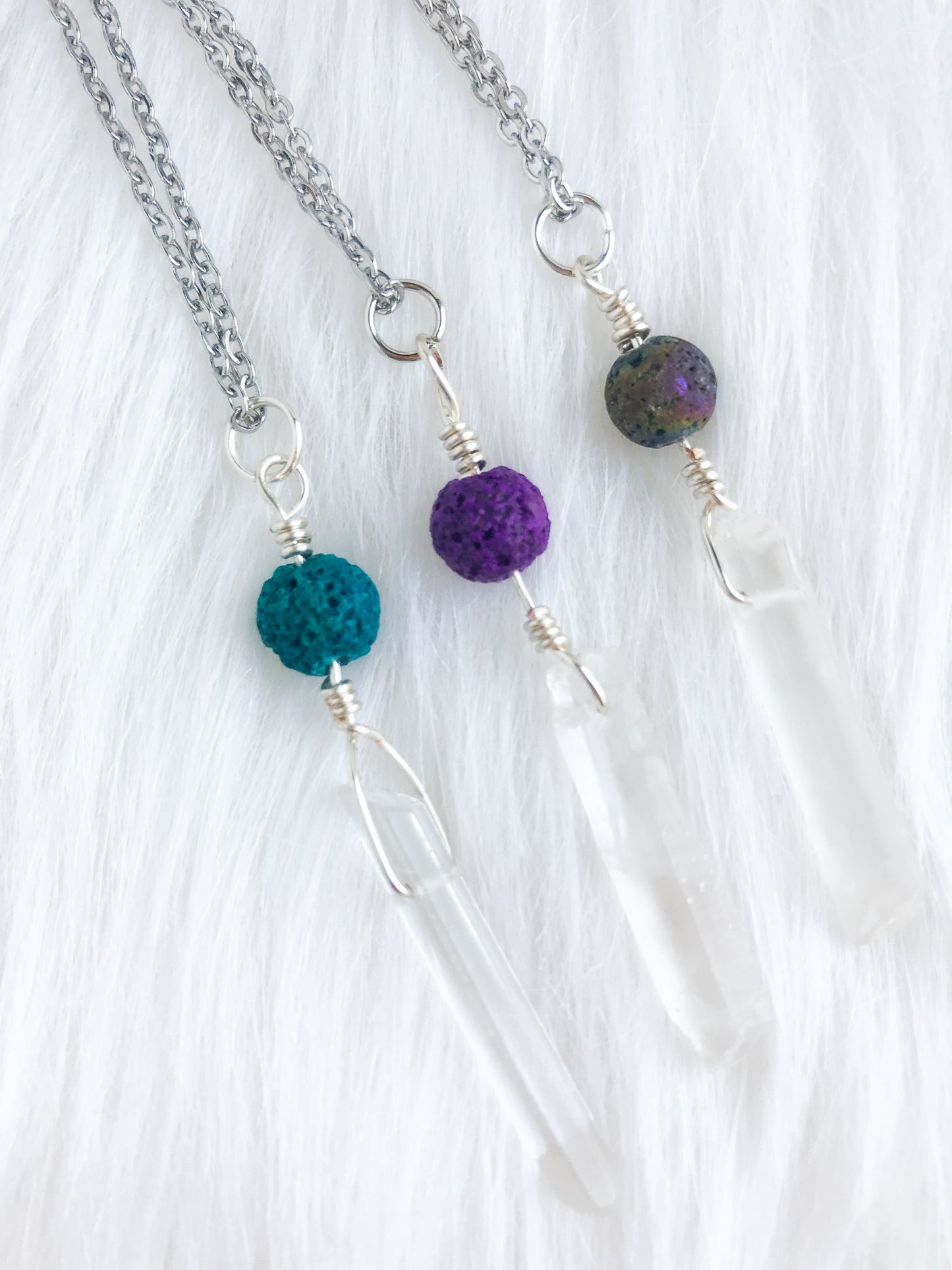 Quartz Crystal Essential Oil Diffuser Necklace