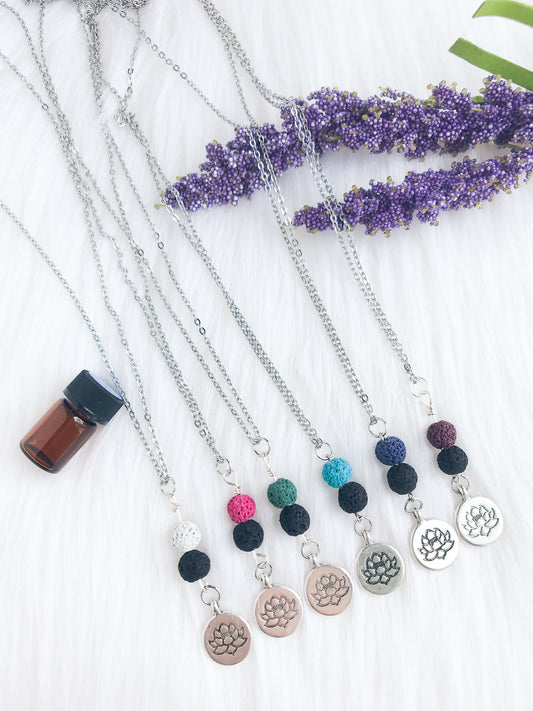 Lotus & Lava Rock Essential Oil Diffuser Necklace