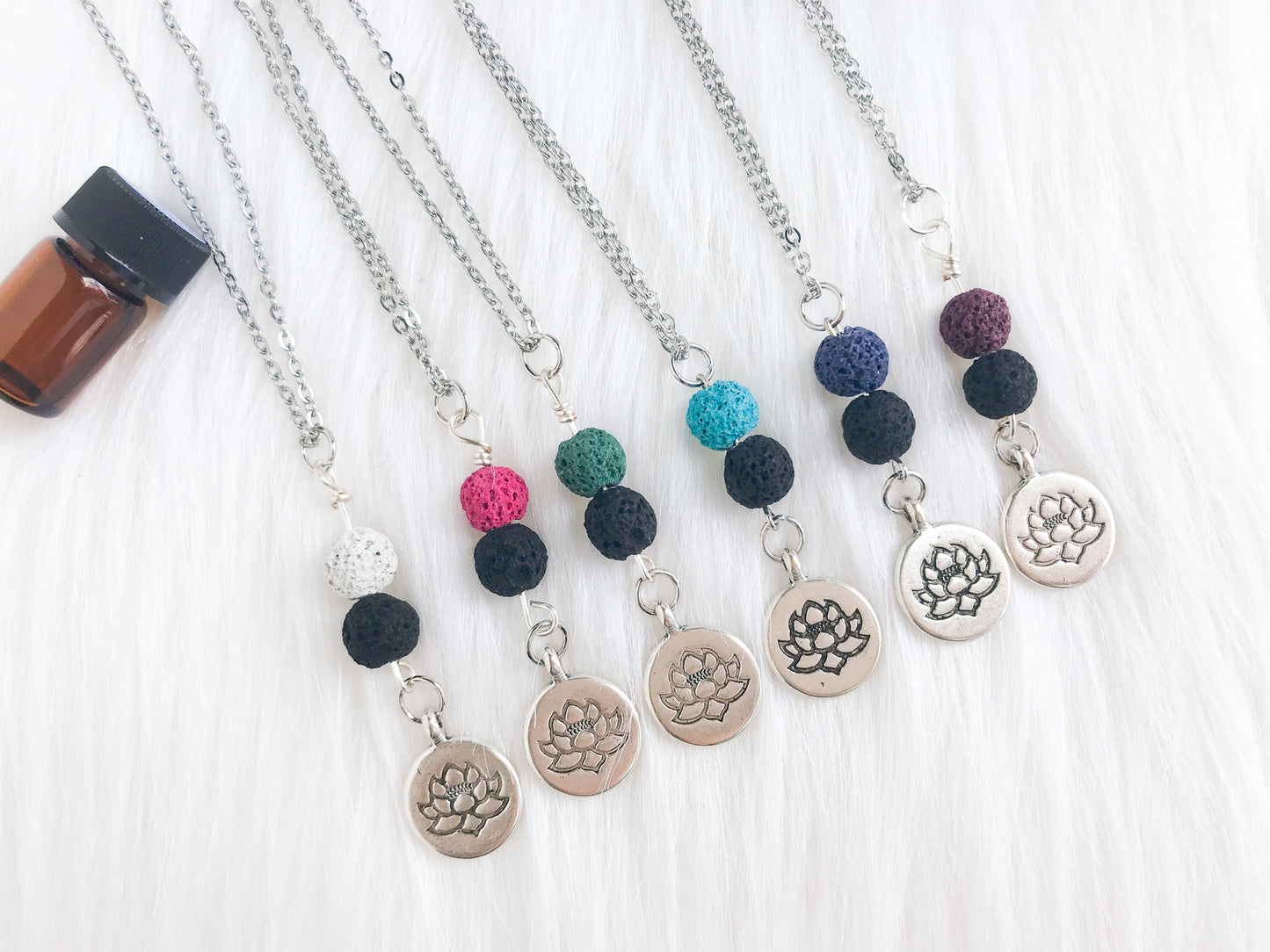 Lotus & Lava Rock Essential Oil Diffuser Necklace
