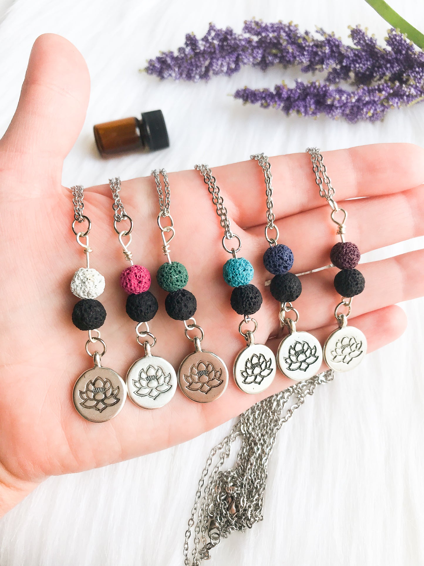 Lotus & Lava Rock Essential Oil Diffuser Necklace