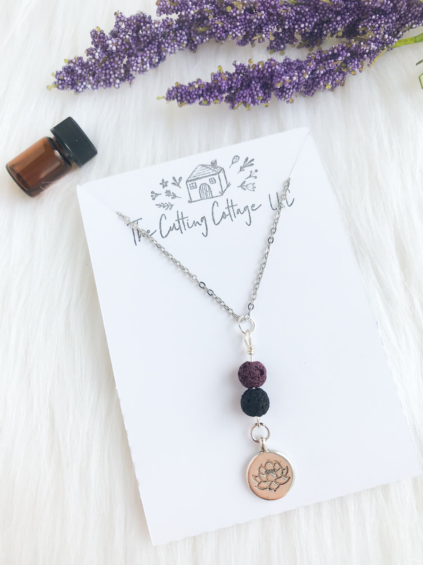 Lotus & Lava Rock Essential Oil Diffuser Necklace