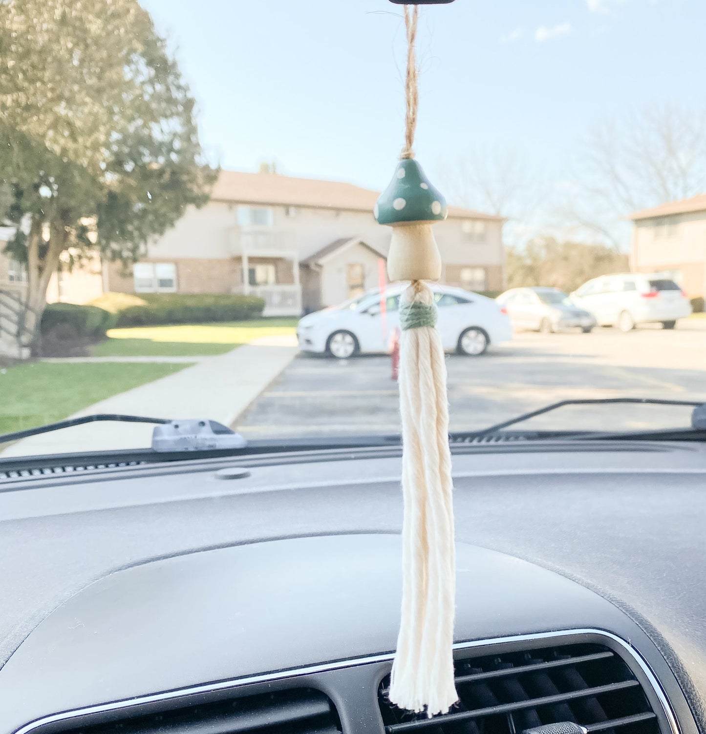 Hand-Painted Wood Mushroom Car Charm