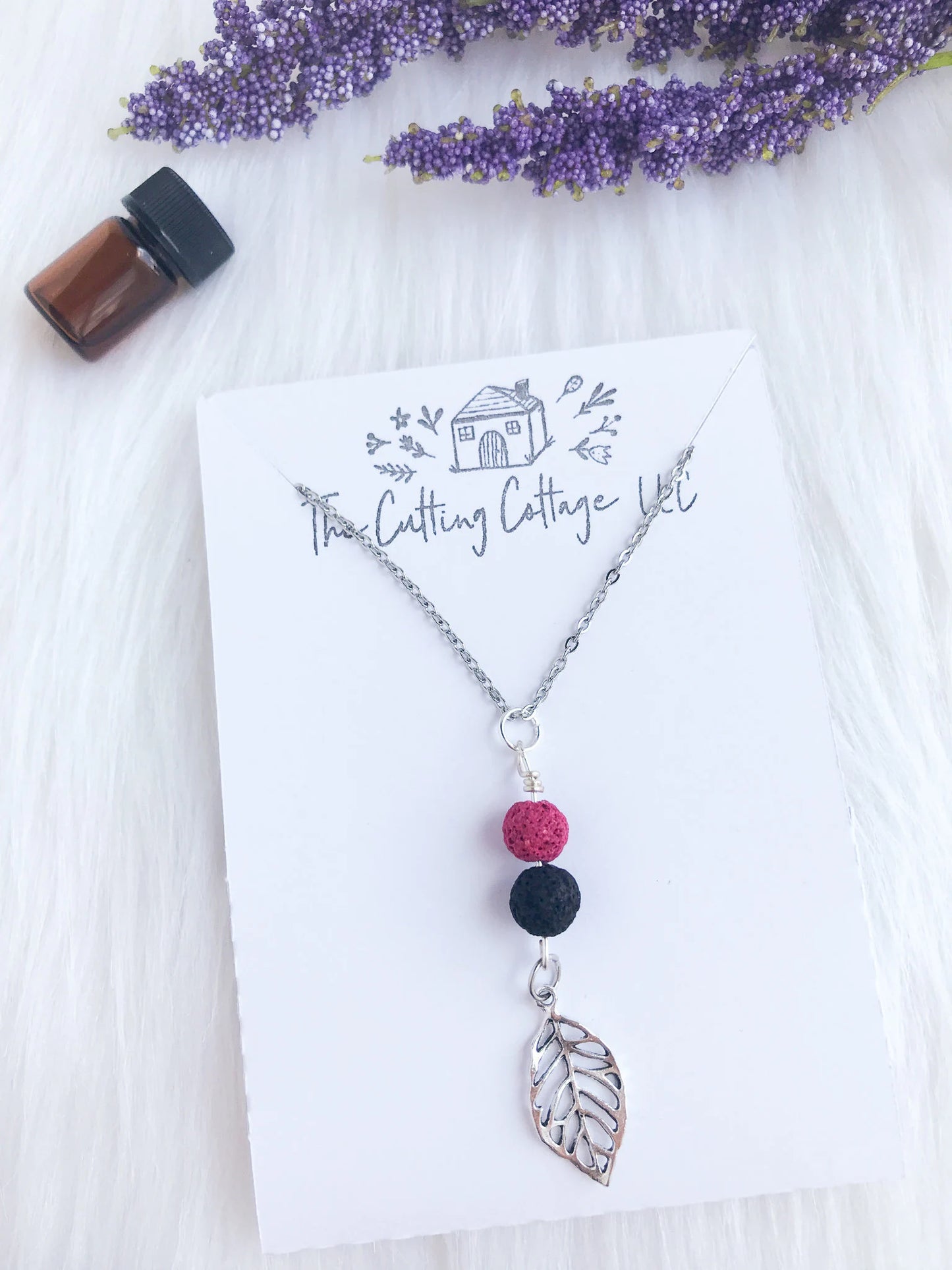 Leaf & Lava Rock Essential Oil Diffuser Necklace