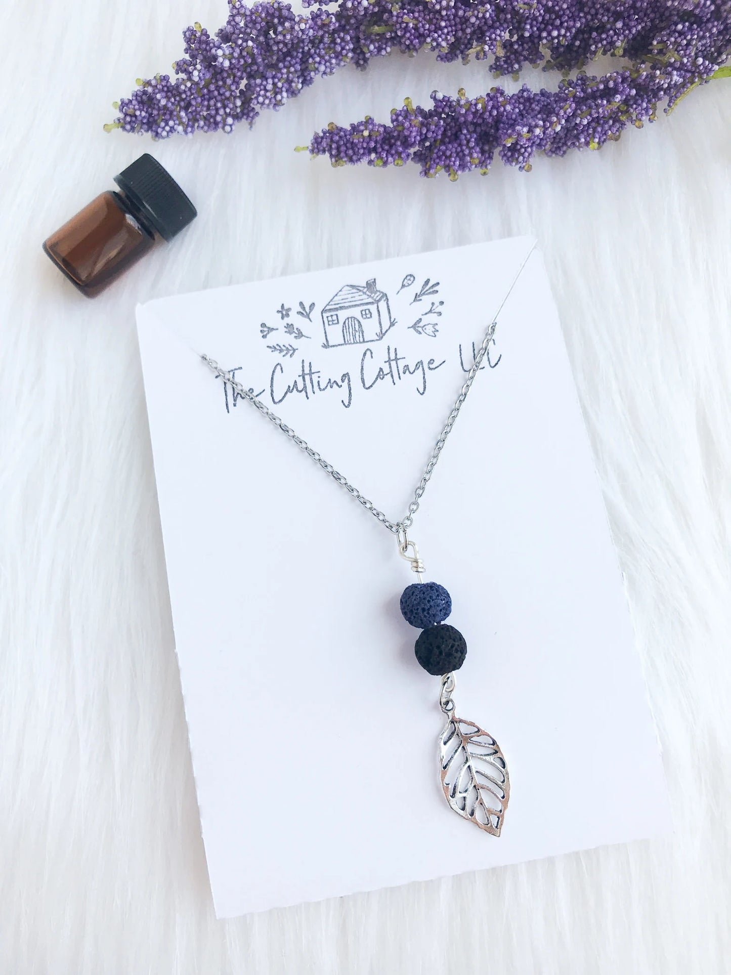 Leaf & Lava Rock Essential Oil Diffuser Necklace