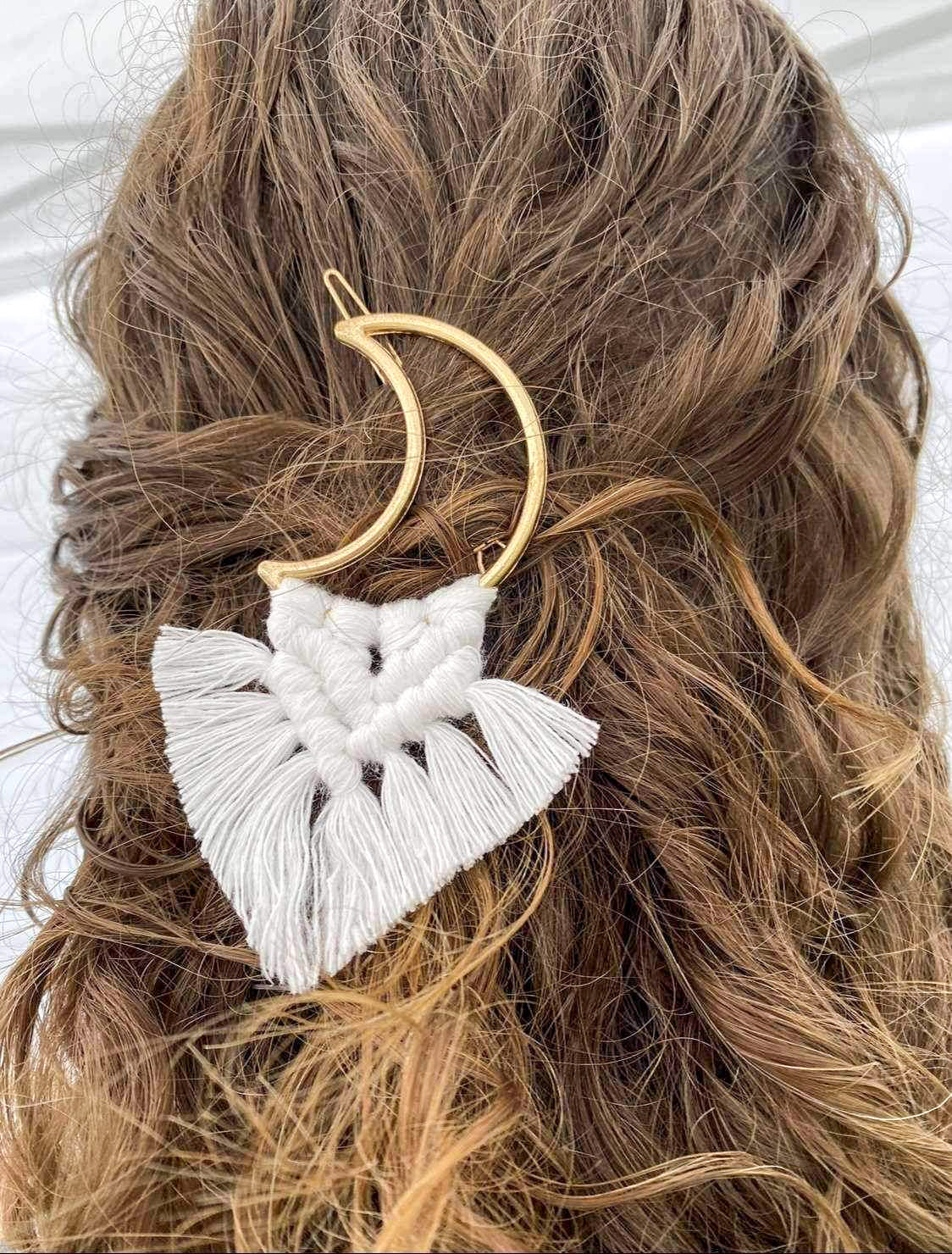 Macrame Moon Hair Clip