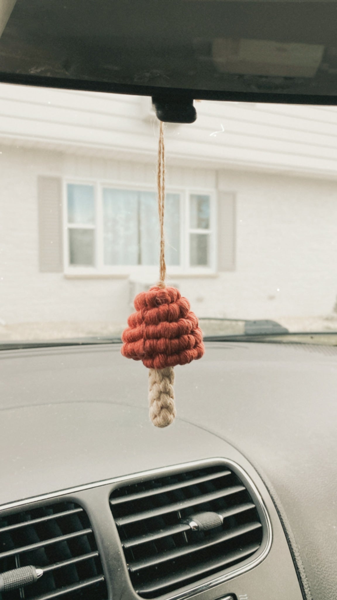 Macrame Mushroom Car Charm