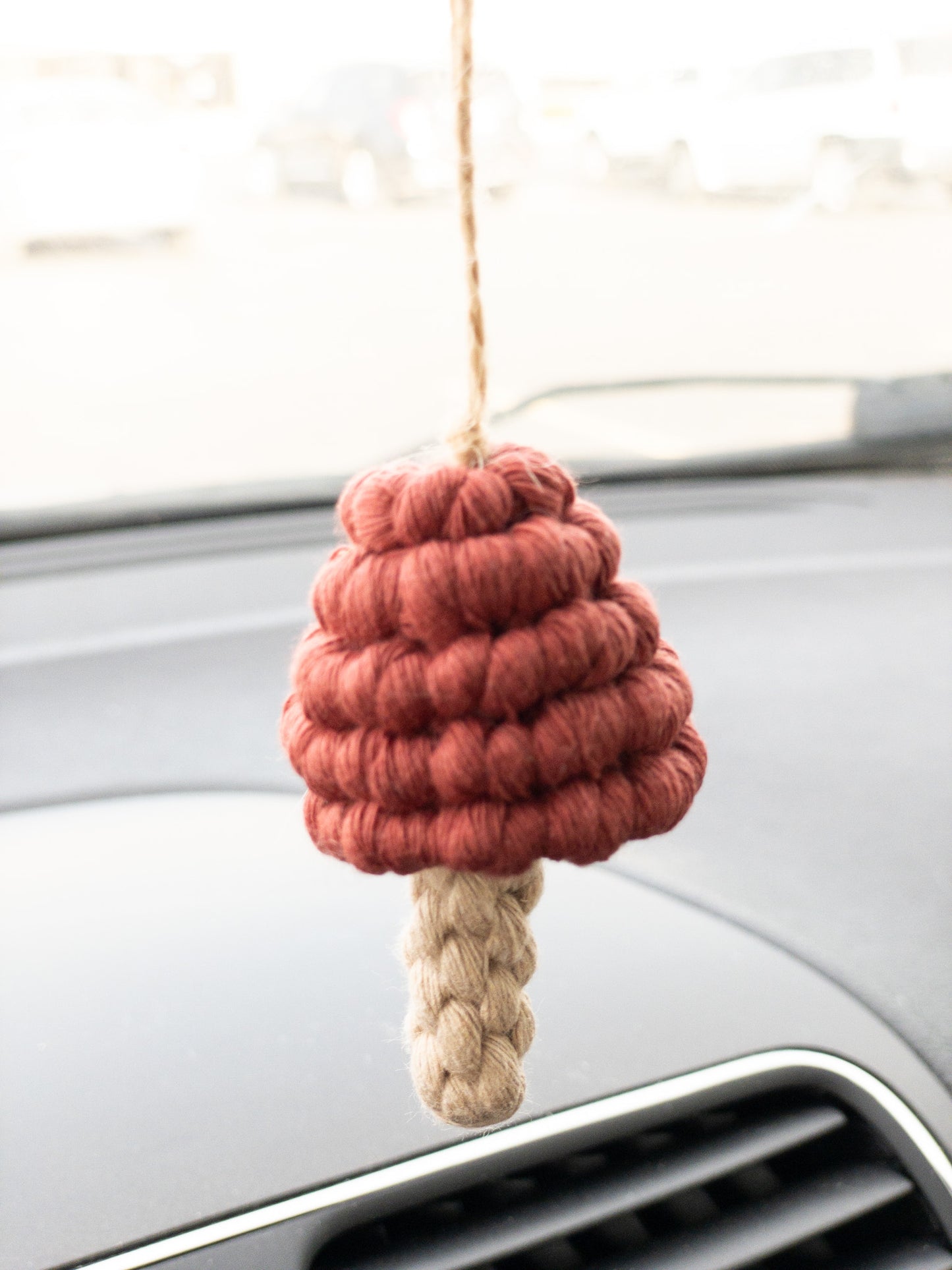 Macrame Mushroom Car Charm