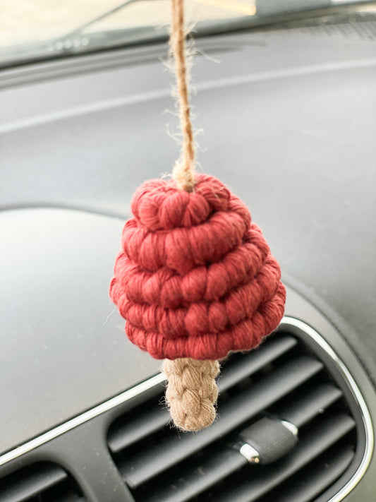 Macrame Mushroom Car Charm