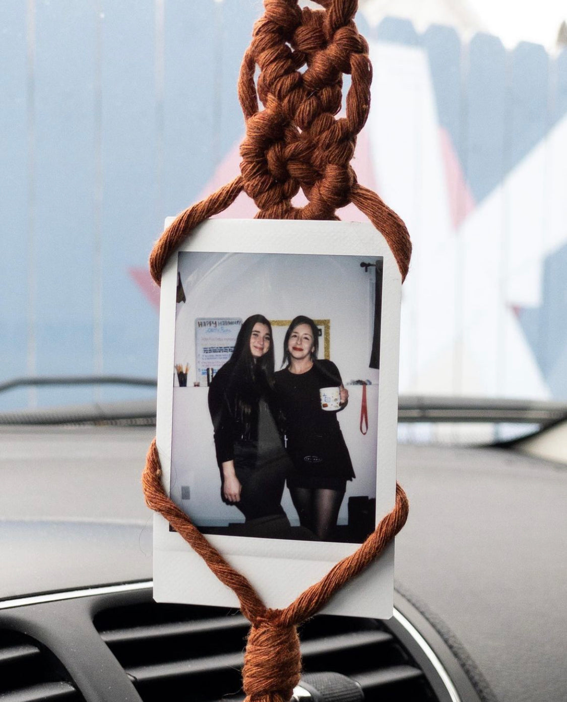 Macrame Polaroid Car Hanger